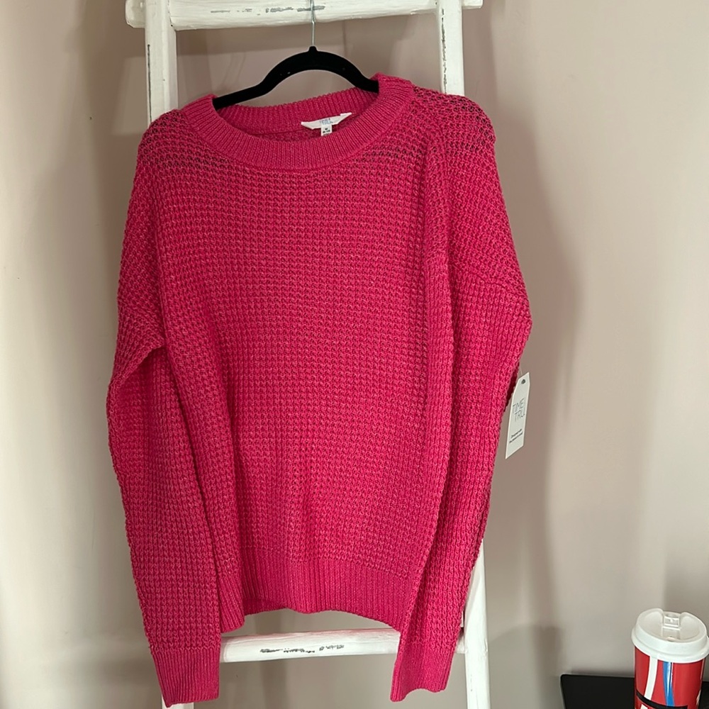 Shocking Pink Waffle Sweater